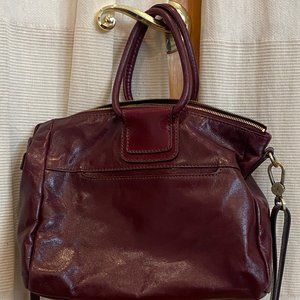 Sheila Medium Satchel in Polished Leather Merlot with matching Robin wallet